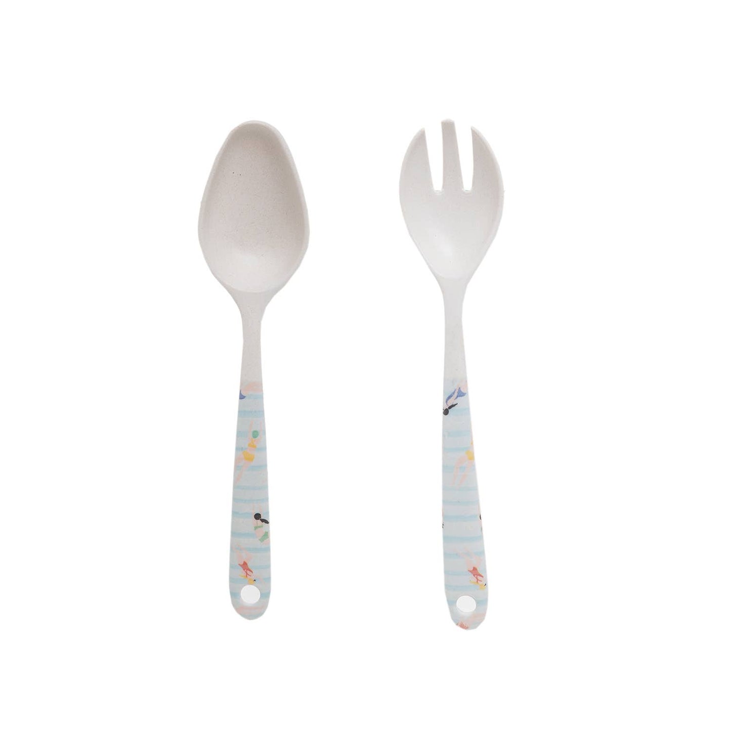Swim Print Bamboo Serving Utensil Set