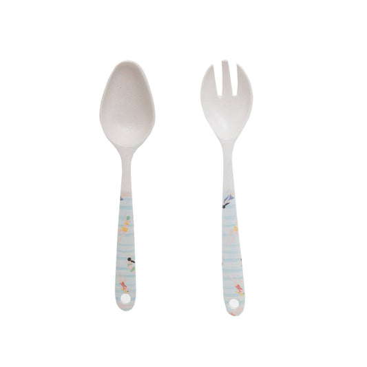 Swim Print Bamboo Serving Utensil Set