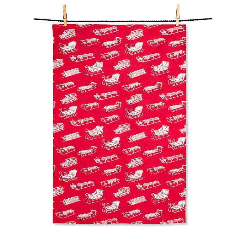 Winter Sleds Kitchen Tea Towel