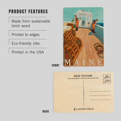 WOOD POSTCARD Maine, Lobster Fishing