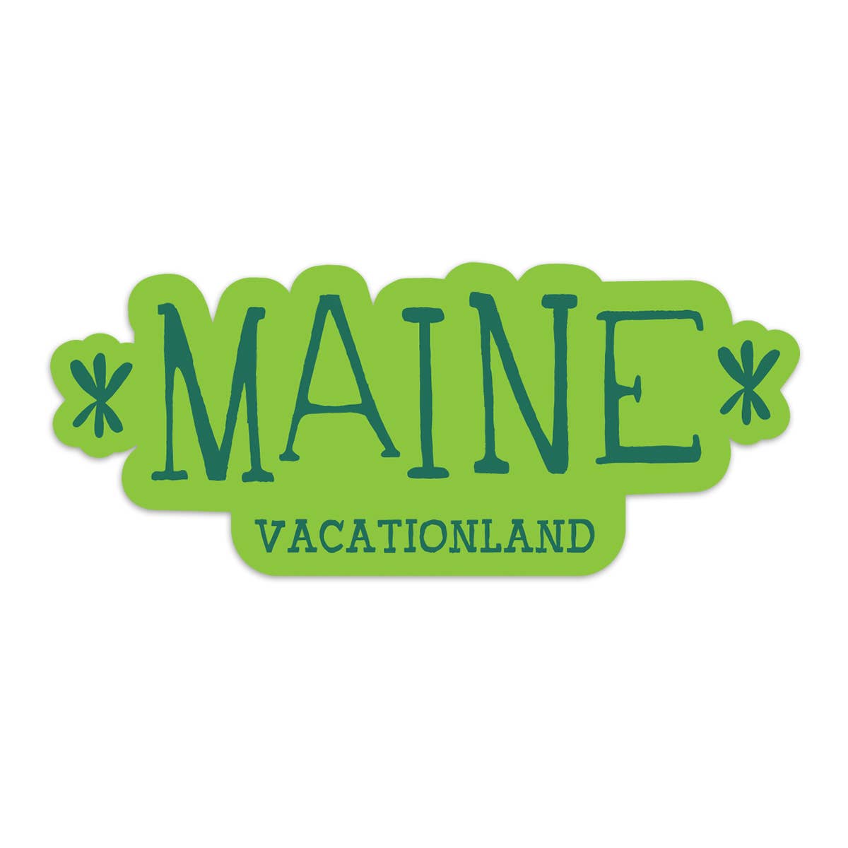 Vacationland Maine Funky Font Large Vinyl Bumper Sticker