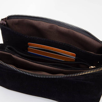 Stacey Faux Suede 3 compartments Crossbody Bag