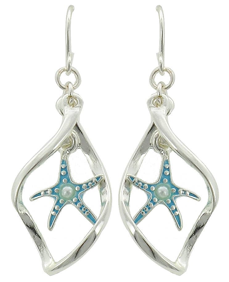 Turquoise Wave Starfish Pearl Earrings
