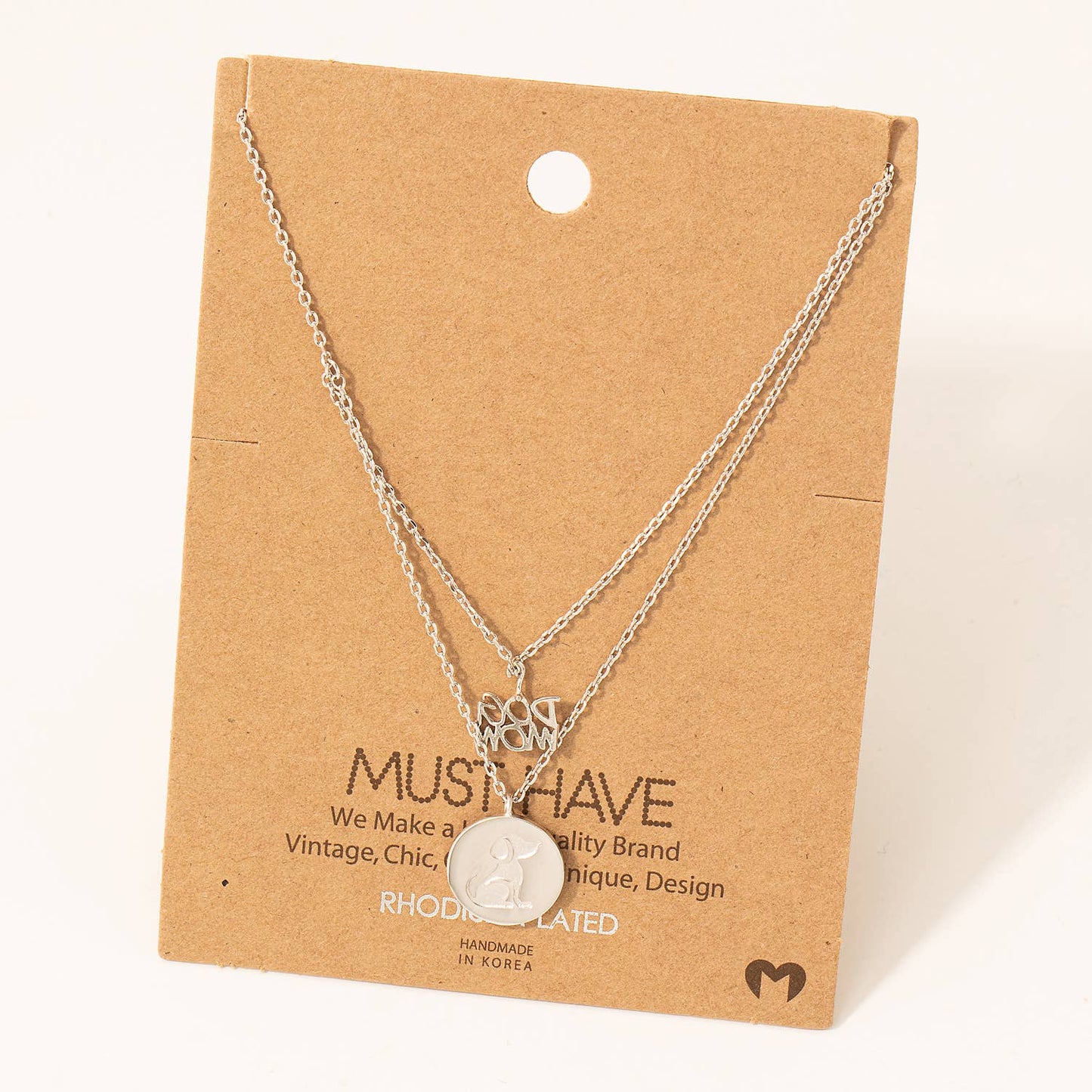 Dog Mom Coin Pendant Layered Necklace