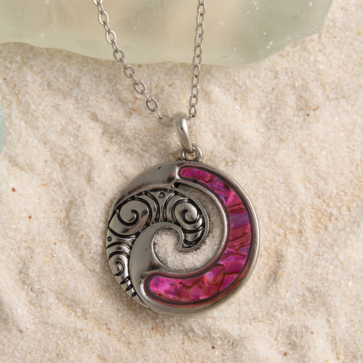 - Abalone Shell Wave Pendant Necklace Beach Jewelry