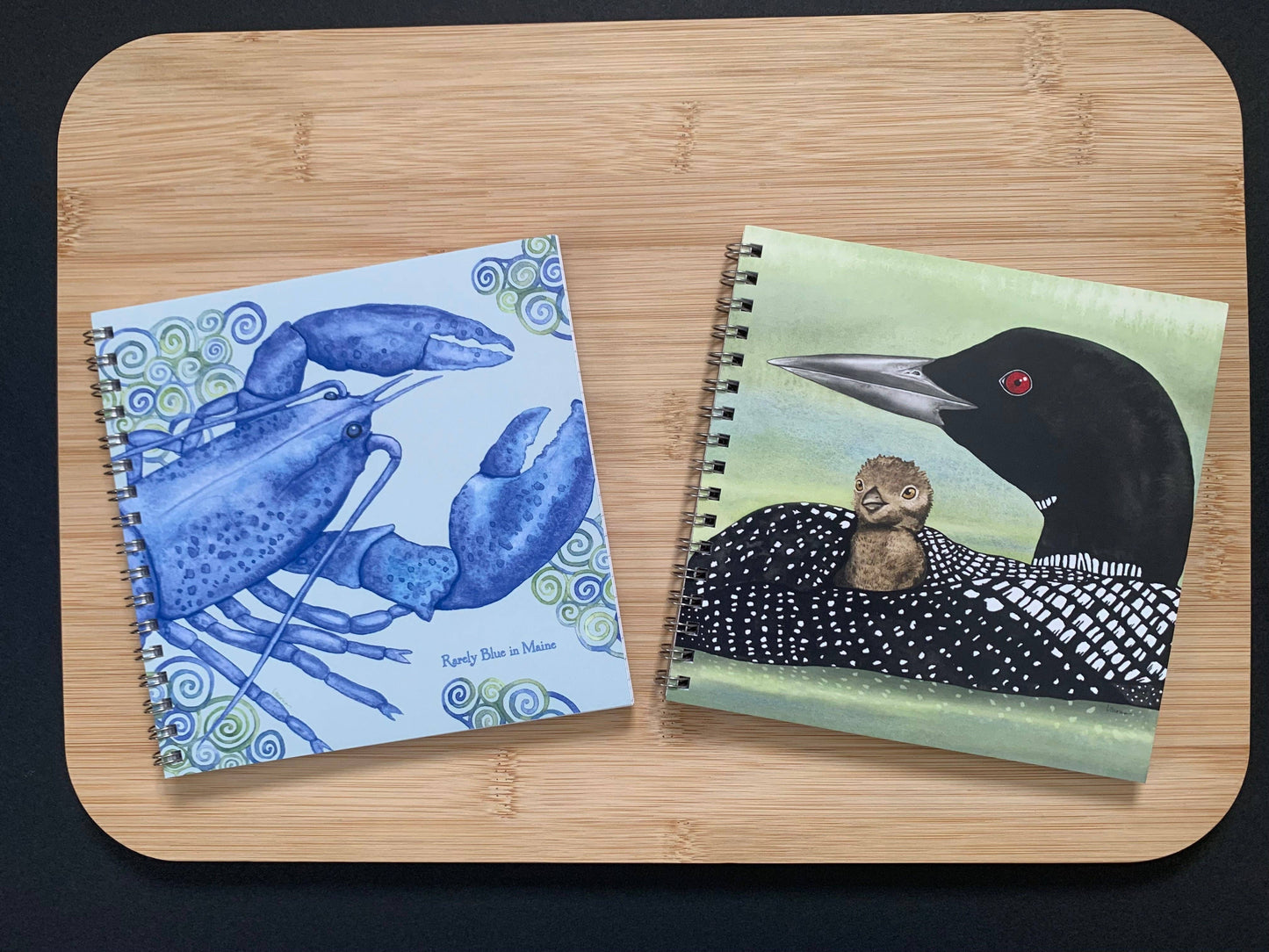 Rarely Blue in Maine 6" x 6" Lobster Watercolor Art Lined Notebook