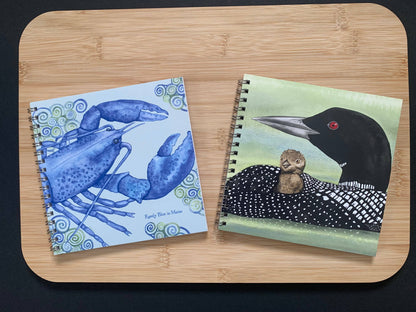 Rarely Blue in Maine 6" x 6" Lobster Watercolor Art Lined Notebook