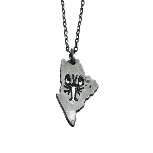 Home State Jewelry - Pewter Necklace - Maine with Lobster
