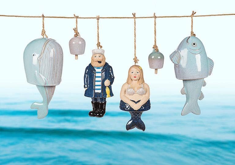 Large Whale Wind Chime-Blue-10.5"H