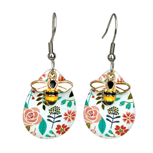 Bumblebee Bee Flower Earrings Handmade Floral Jewelry USA