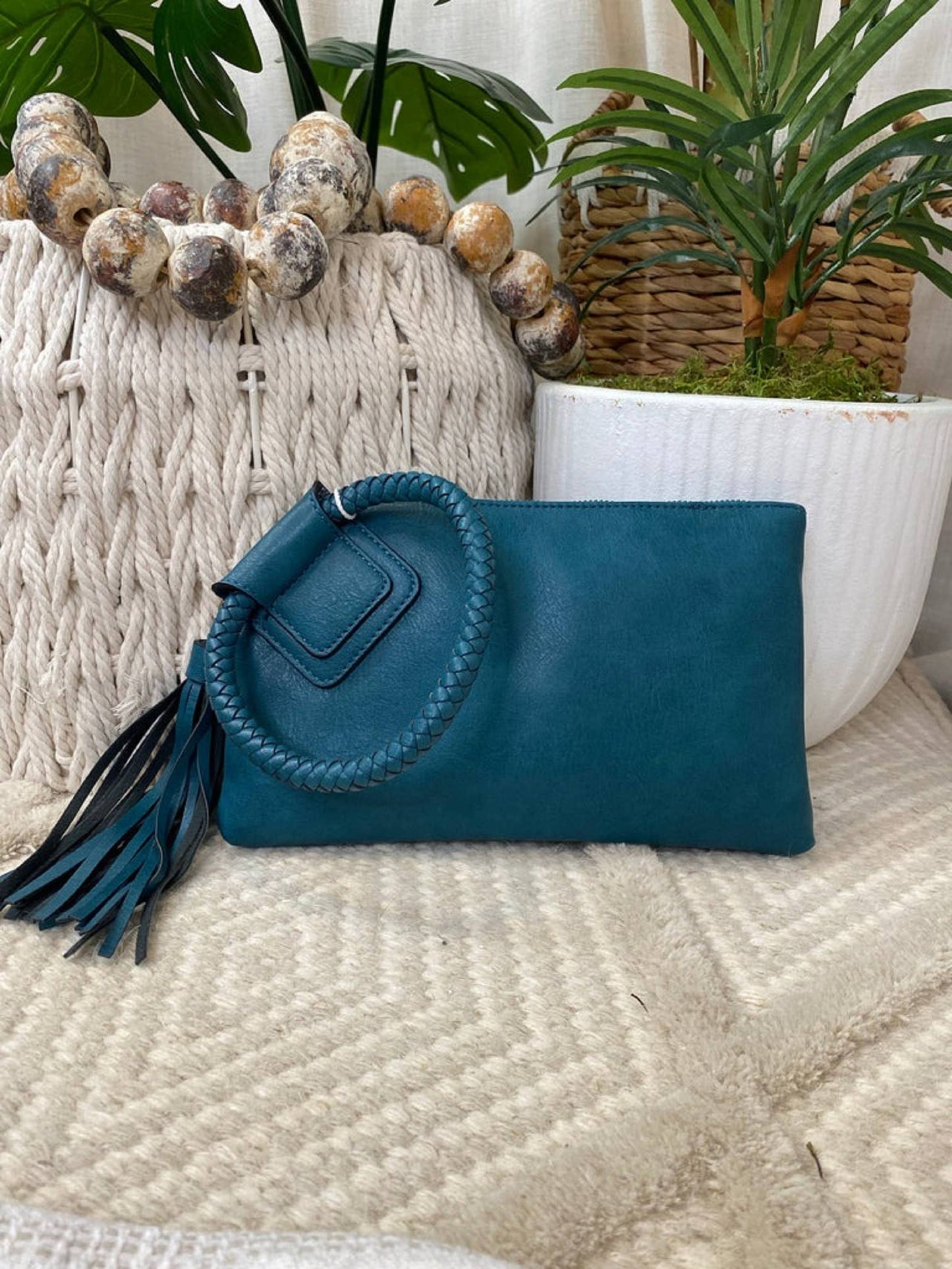 Sage Soft Vegan Leather Wristlet/Clutch