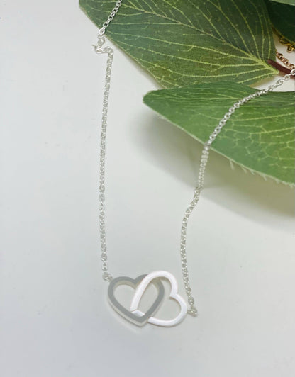 Best Friend Necklace, Best Friend Gift, Heart Jewelry: Silver