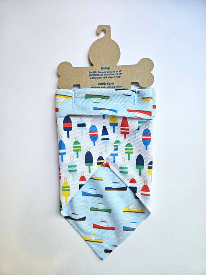 Lobster Boats and Buoys Reversible Tie-On Dog Bandana