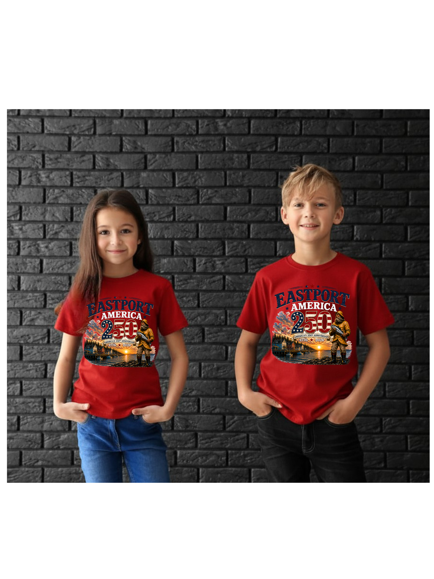 PRE-ORDER  Youth & Infant Eastport America 250th Birthday T-Shirts