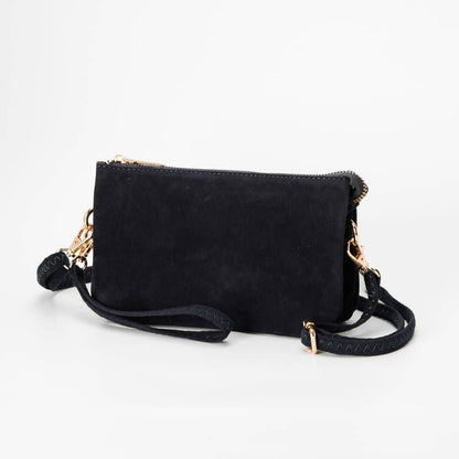 Stacey Faux Suede 3 compartments Crossbody Bag