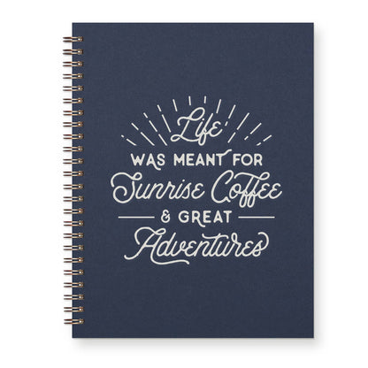 Sunrise Coffee Journal: Lined Notebook: Deep Blue Cover | White Ink