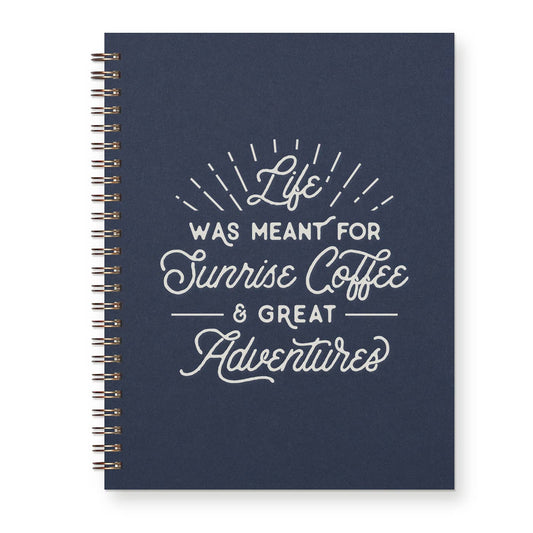 Sunrise Coffee Journal: Lined Notebook: Deep Blue Cover | White Ink