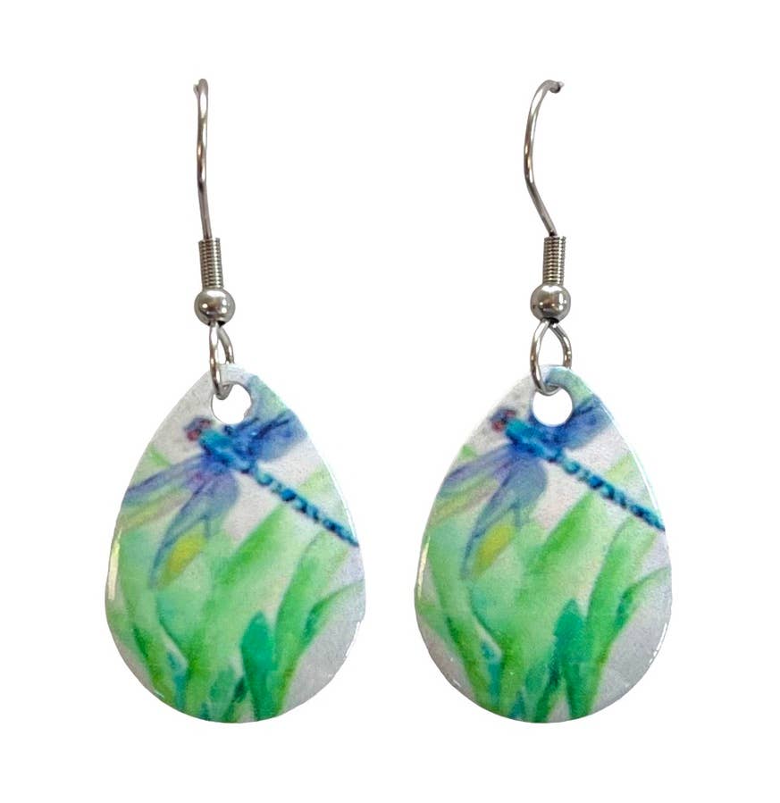Dragonfly in Grass Earrings Jewelry Handmade Nature Pieces