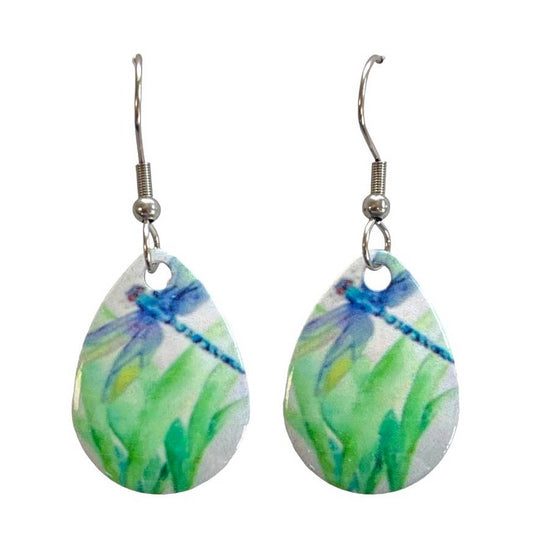 Dragonfly in Grass Earrings Jewelry Handmade Nature Pieces