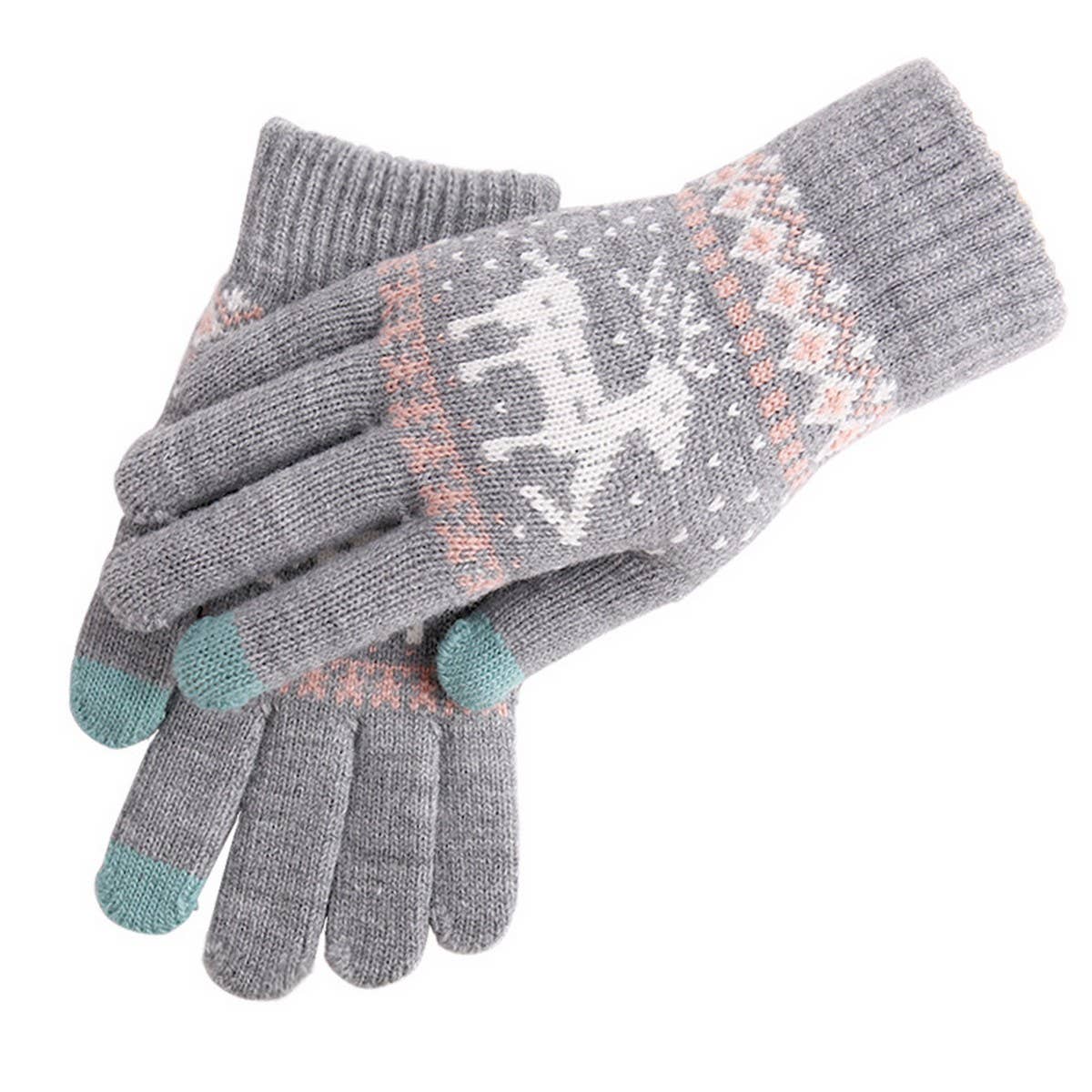 Reindeer  KNITTED WARM TOUCH SCREEN GLOVES
