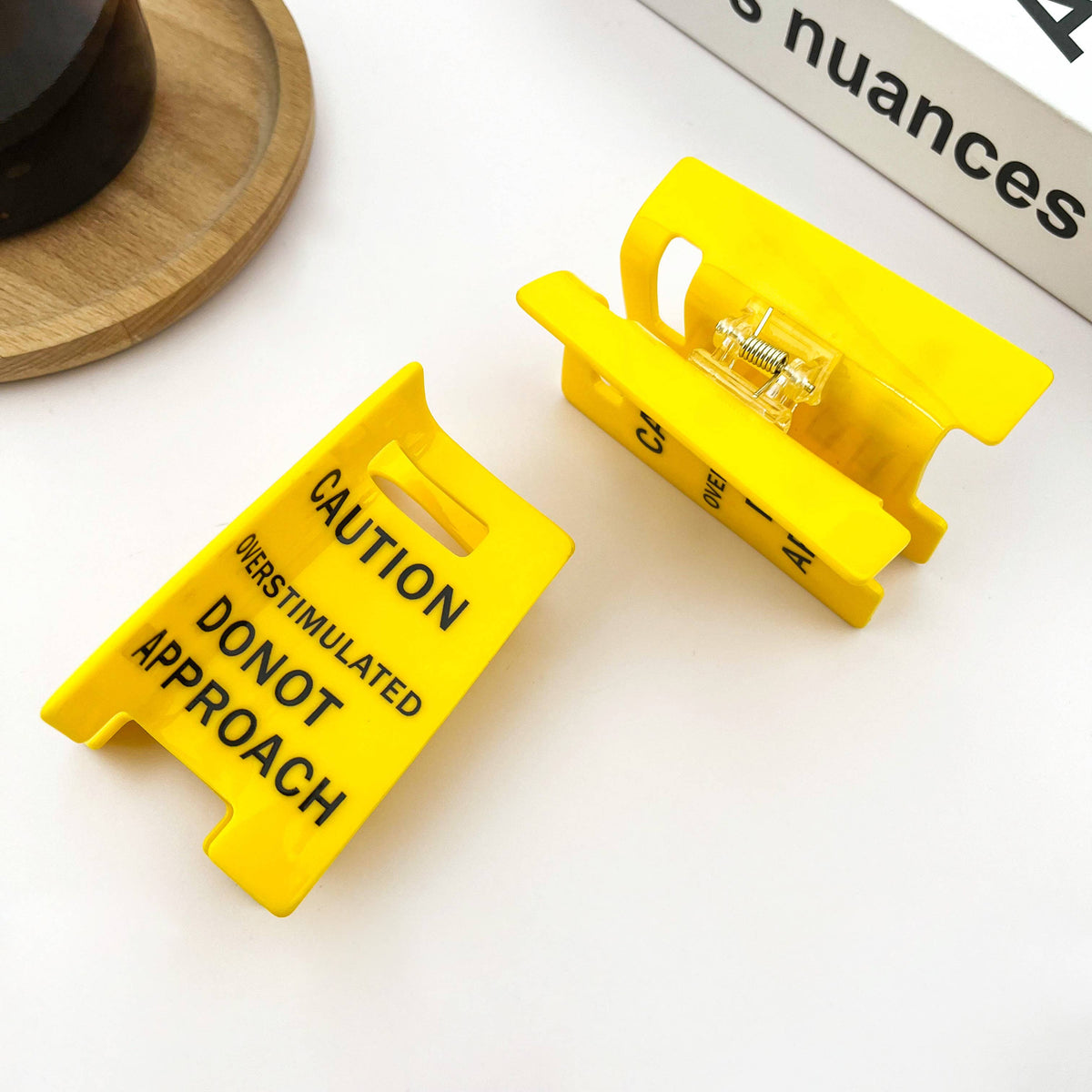 Caution Sign Hair Claw Clip, Fun Hair Clip