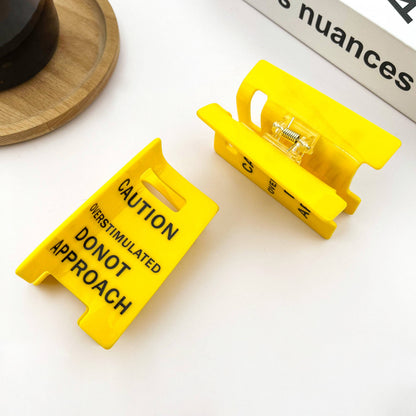 Caution Sign Hair Claw Clip, Fun Hair Clip
