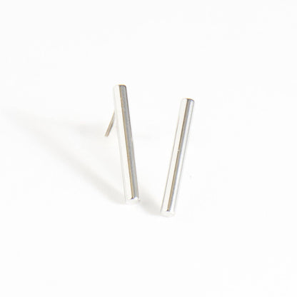 Waterproof Earrings 18mm Narelle Bar Studs in Gold & Steel