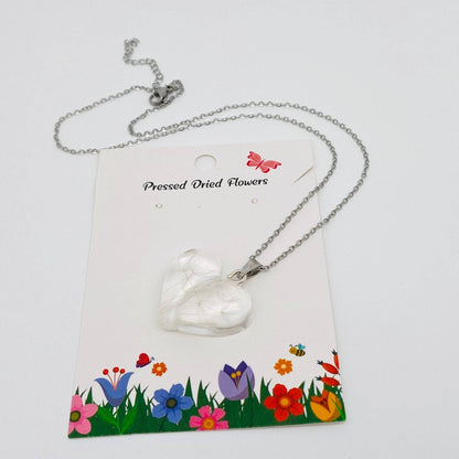 Dandelions Dried Plant Heart-shaped Charm Necklace