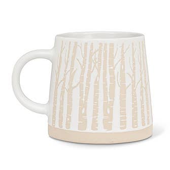 Wide Base Mug with Birch Trees