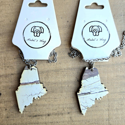Maine Rustic Birch Tree Print Necklace or Earrings