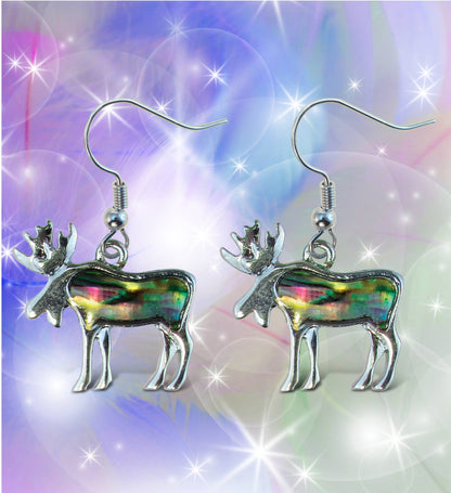 Moose w/Abalone Shell-Dangle Earrings
