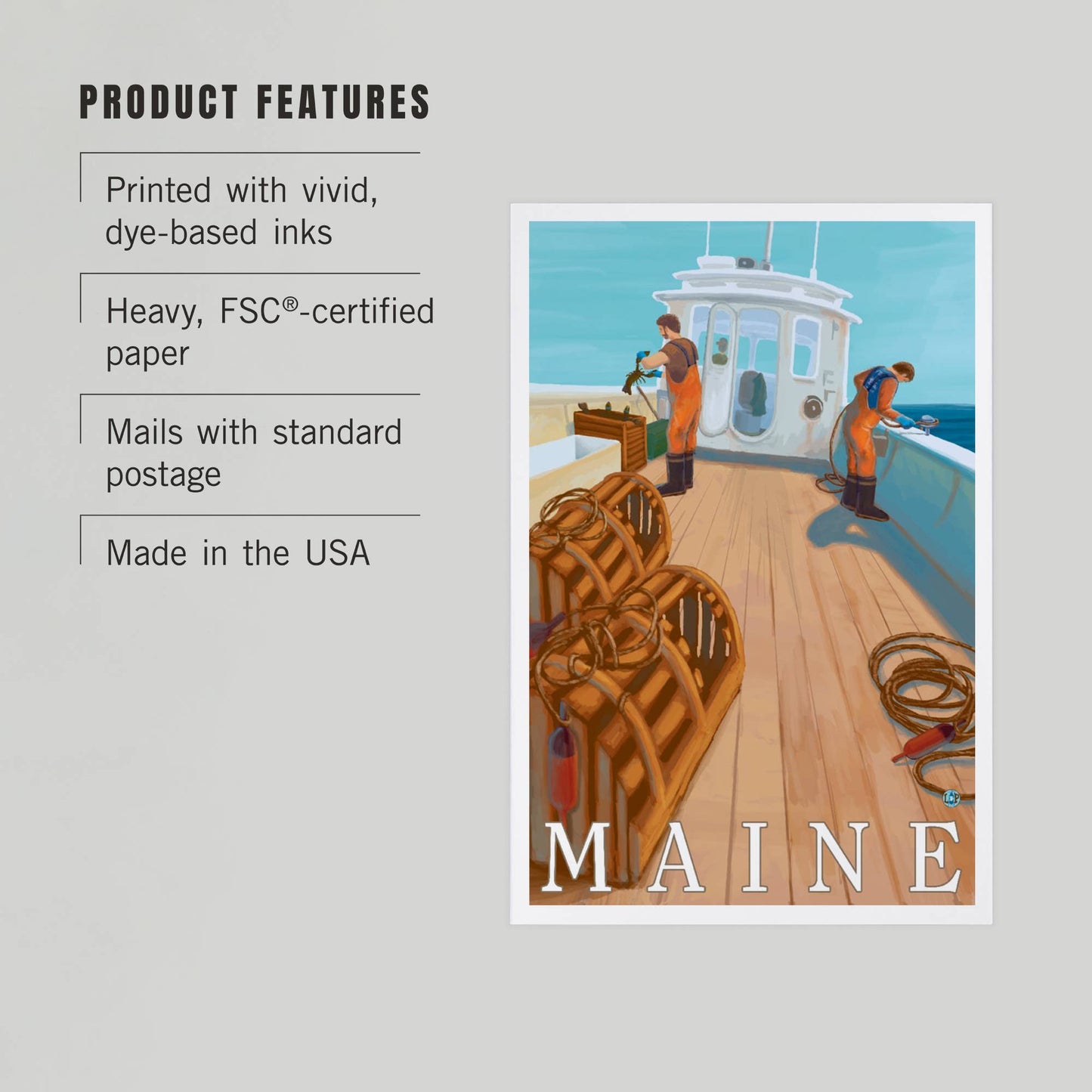PREMIUM POSTCARDS Maine, Lobster Fishing