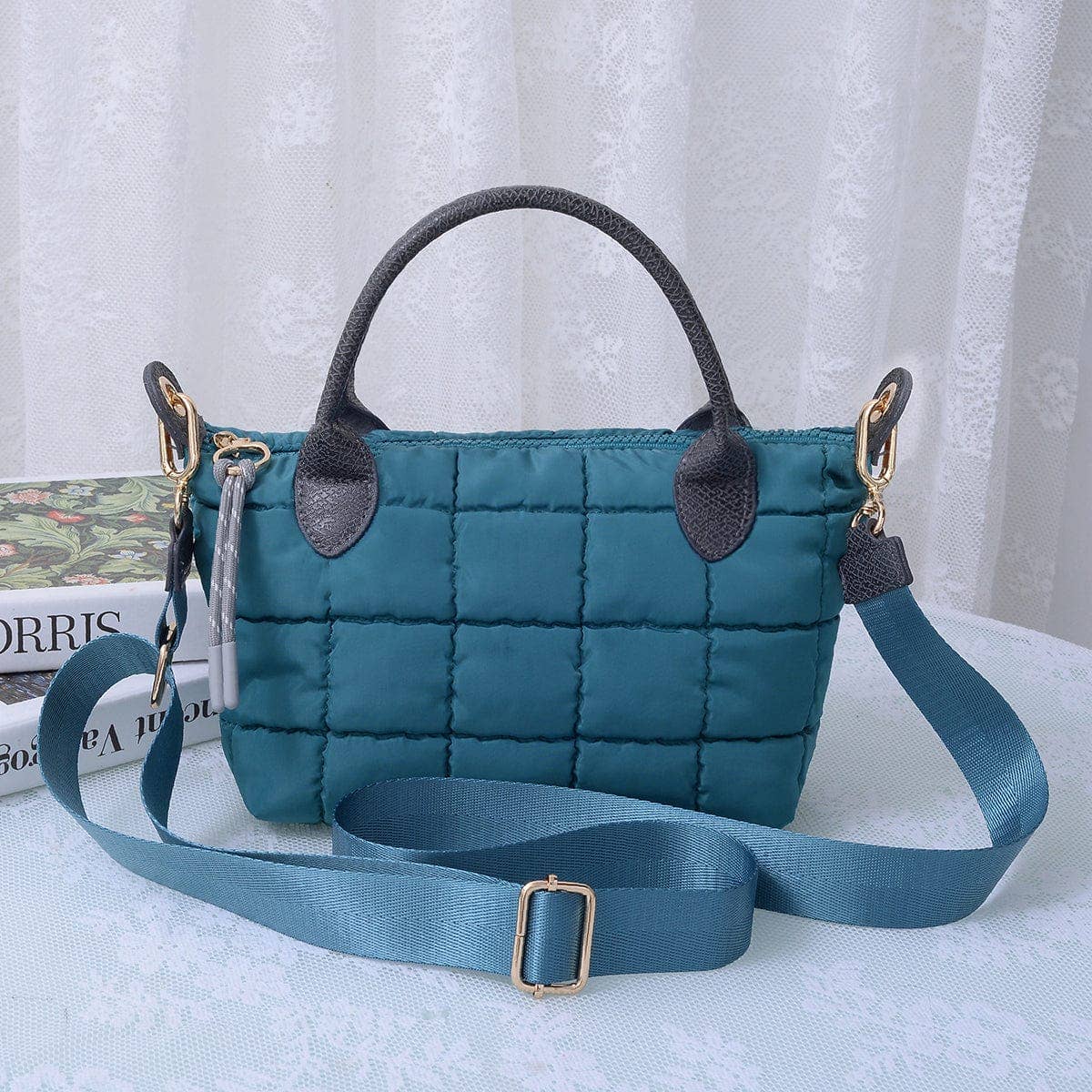 Quilted Puffer Satchel/Crossbody Bag