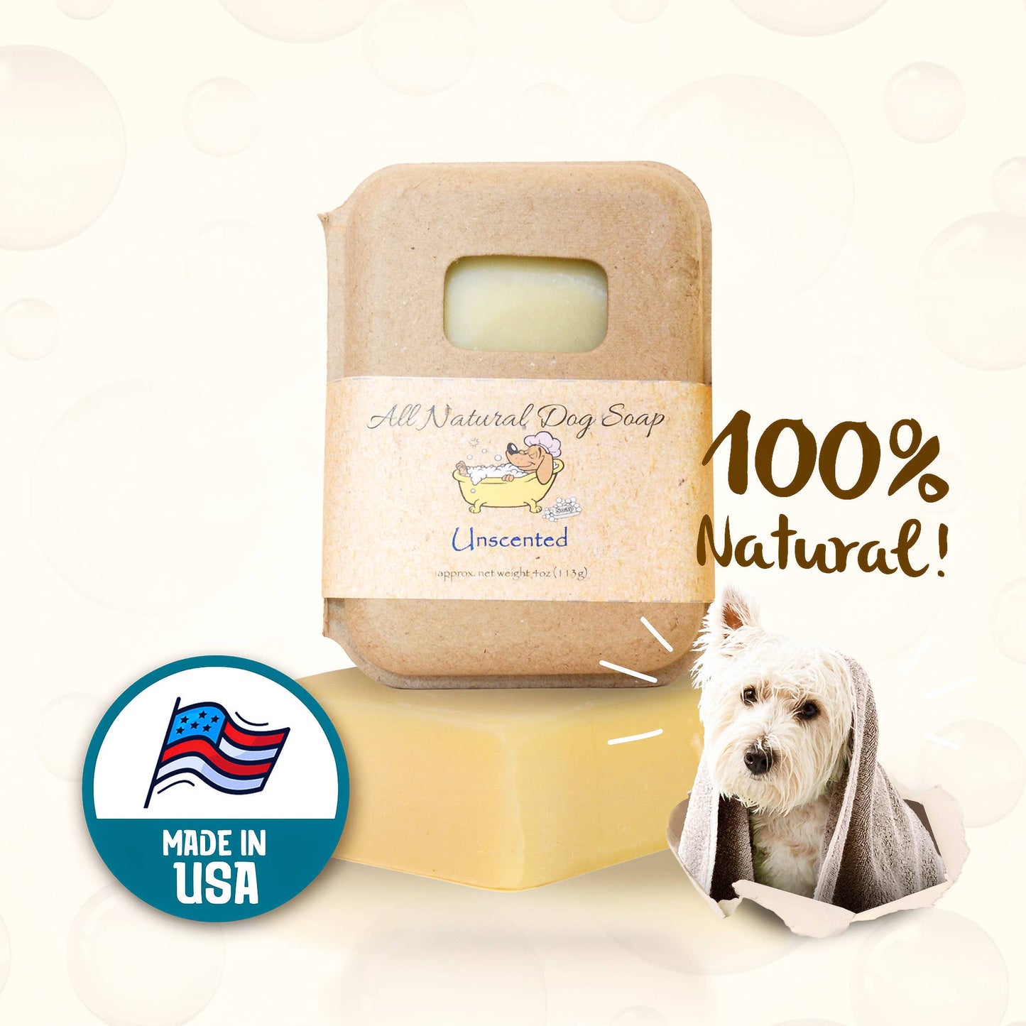 Unscented Dog Shampoo Bar | Dog Soap Bar | Pet Shampoo