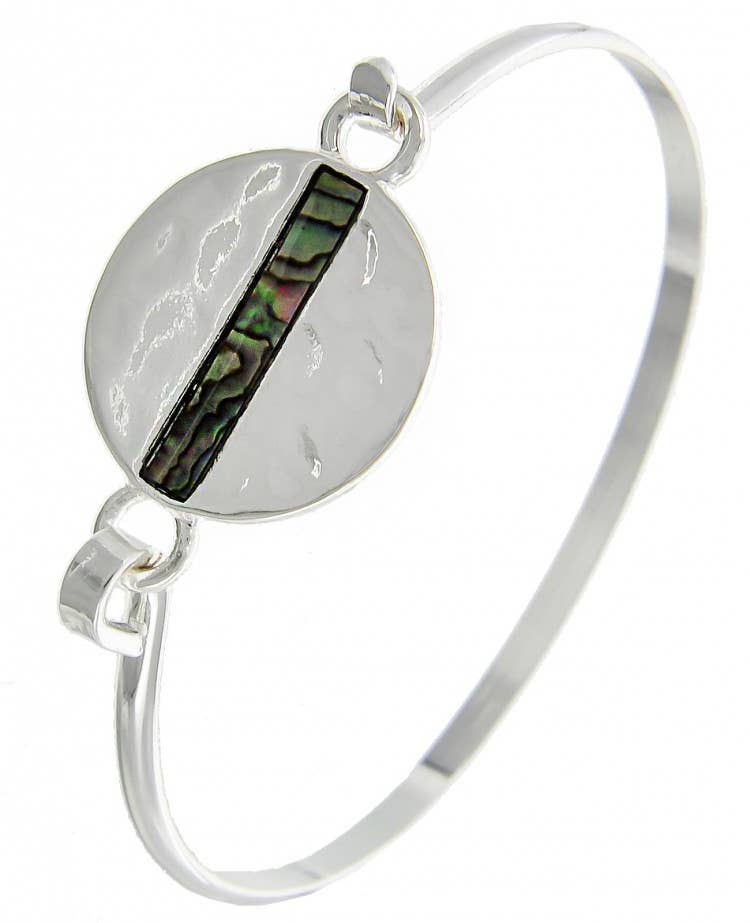 Abalone bar Round Hammered Casting Bangle Bracelet