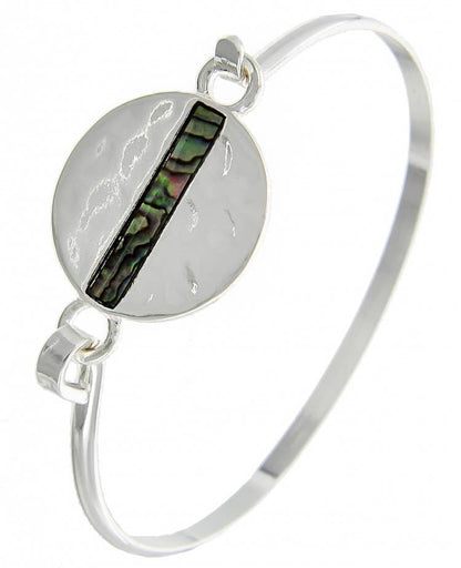 Abalone bar Round Hammered Casting Bangle Bracelet