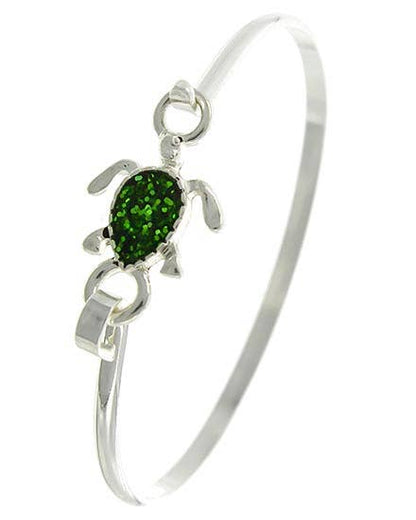 Glitter Green Metal Casting Bangle Bracelet