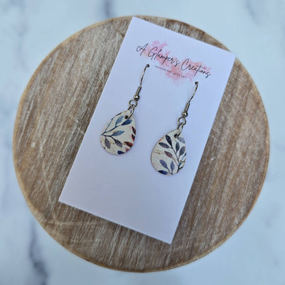 Fall Leaves MINI Teardrop Leather Earrings