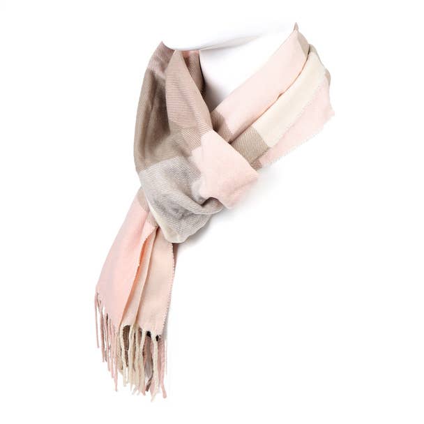 Unisex Brown and Pink Acrylic Cashmere Feels Winter Scarves