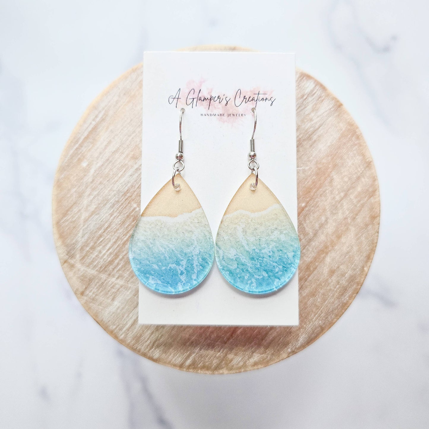 Beach Themed Acrylic Teardrop Earrings