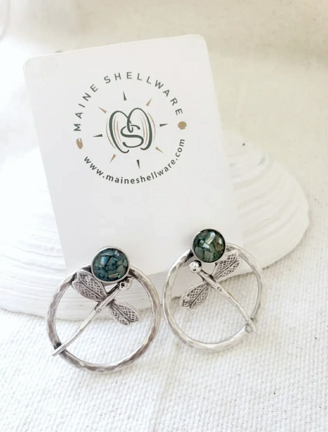 Maine Shellware Dragonfly Earrings