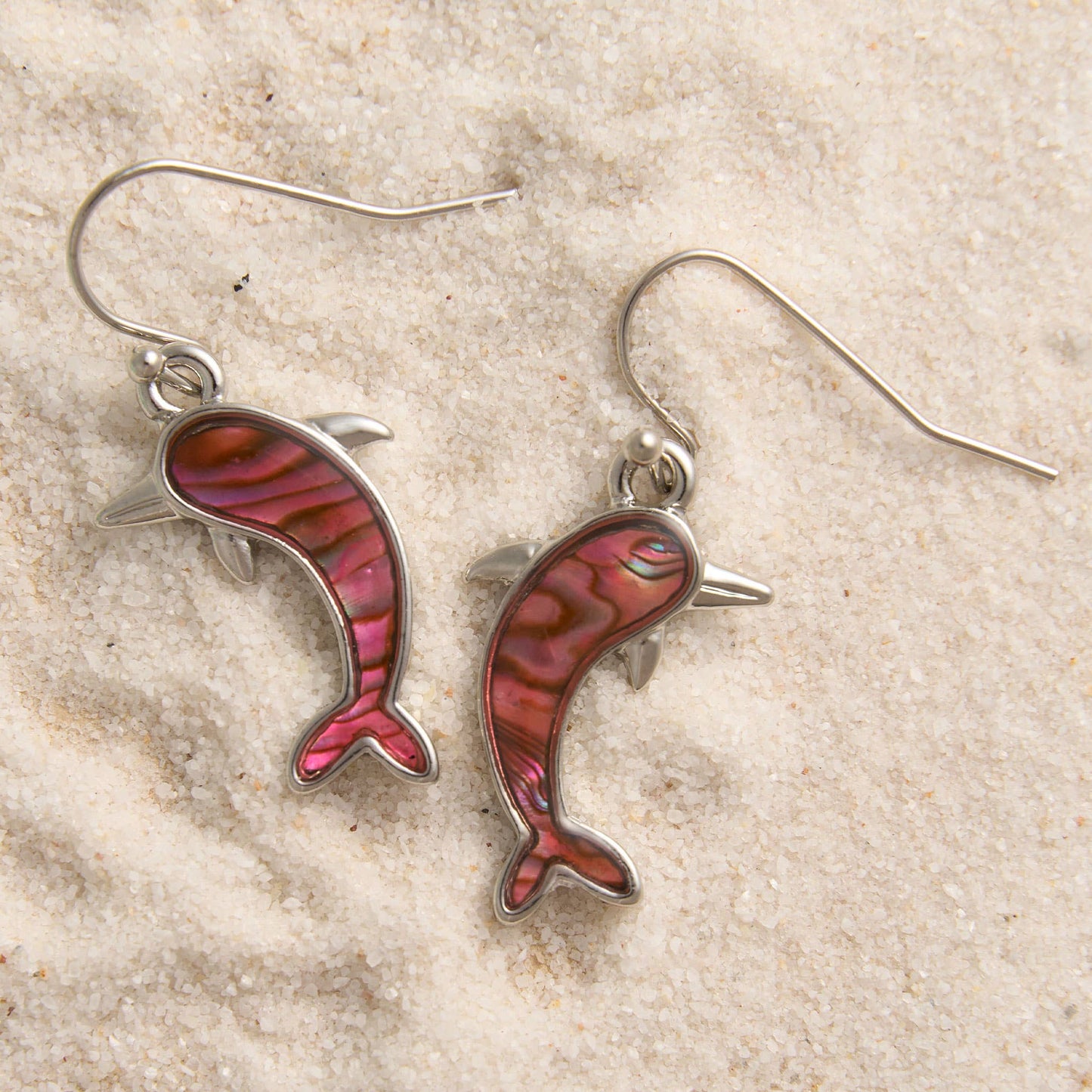 Abalone Dolphin Earrings Beach Jewelry