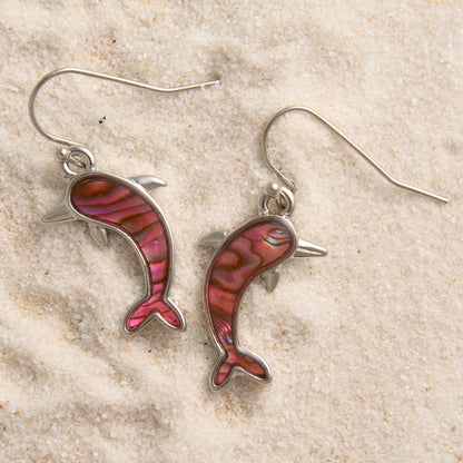 Abalone Dolphin Earrings Beach Jewelry