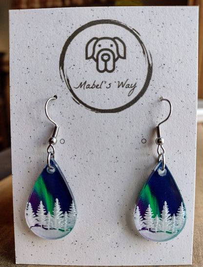 Northern Lights Winter Trees Earrings