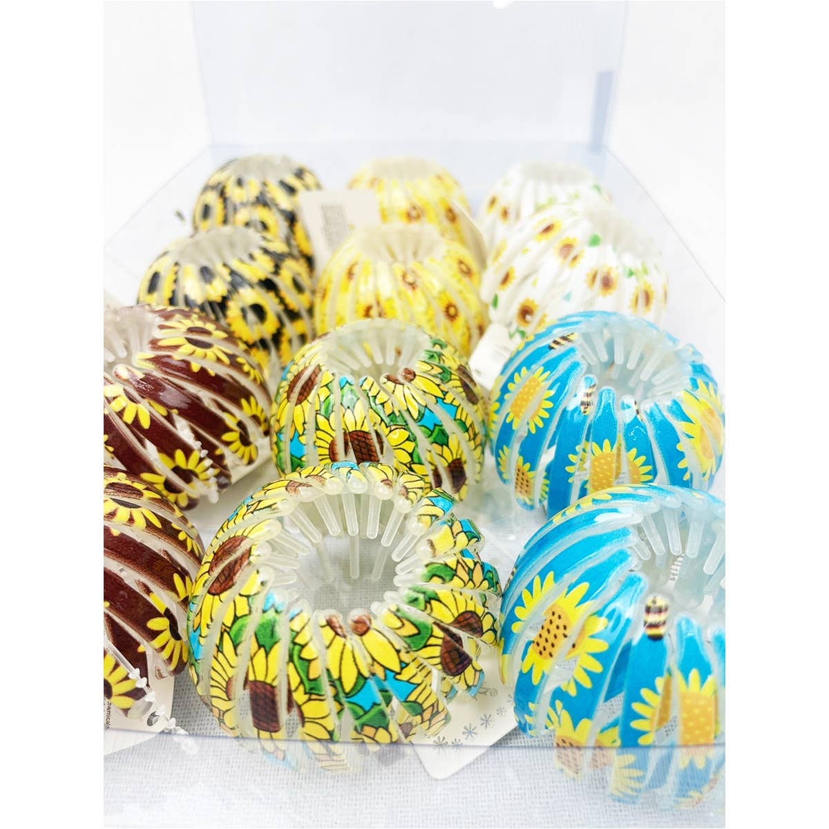 Sunflower Print Bird Nest Magic Hair Bun Clip