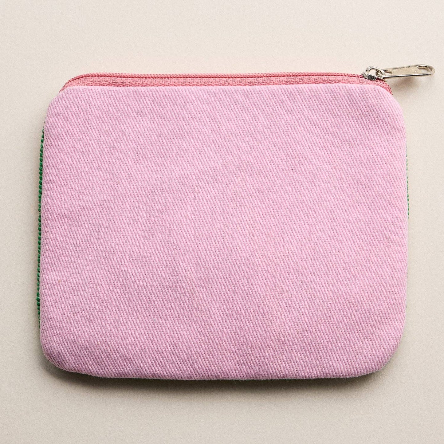 Beaded Sardine Tin Clutch | Pink Hand-Embroidered Sequin Zip Pouch