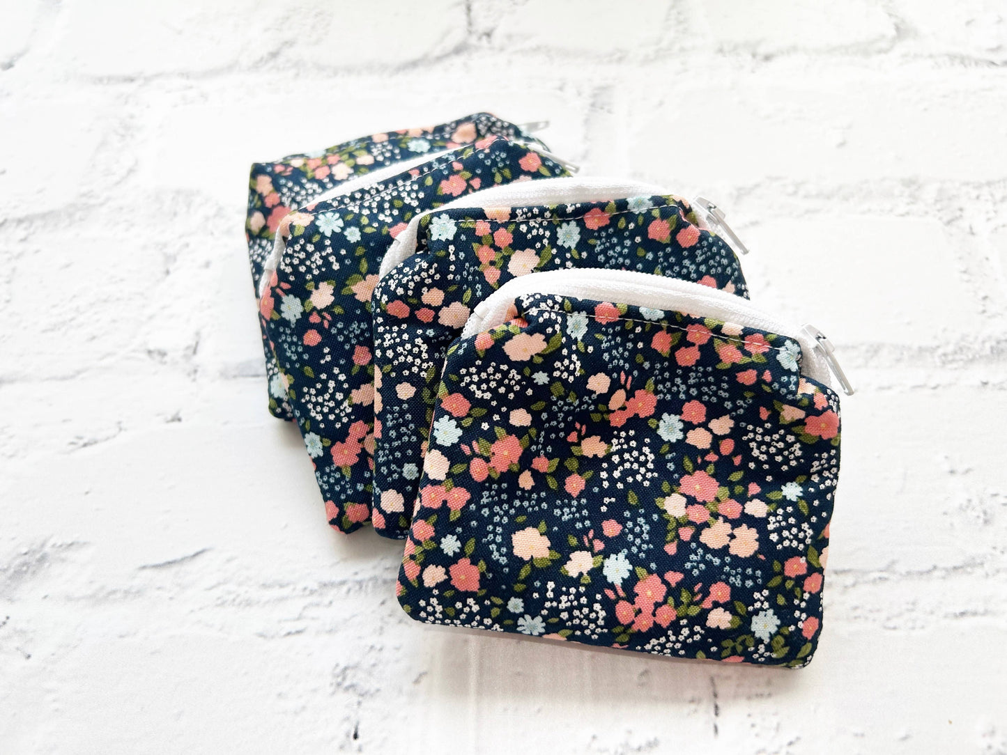 Small Fabric Pouch-Black Dainty Floral