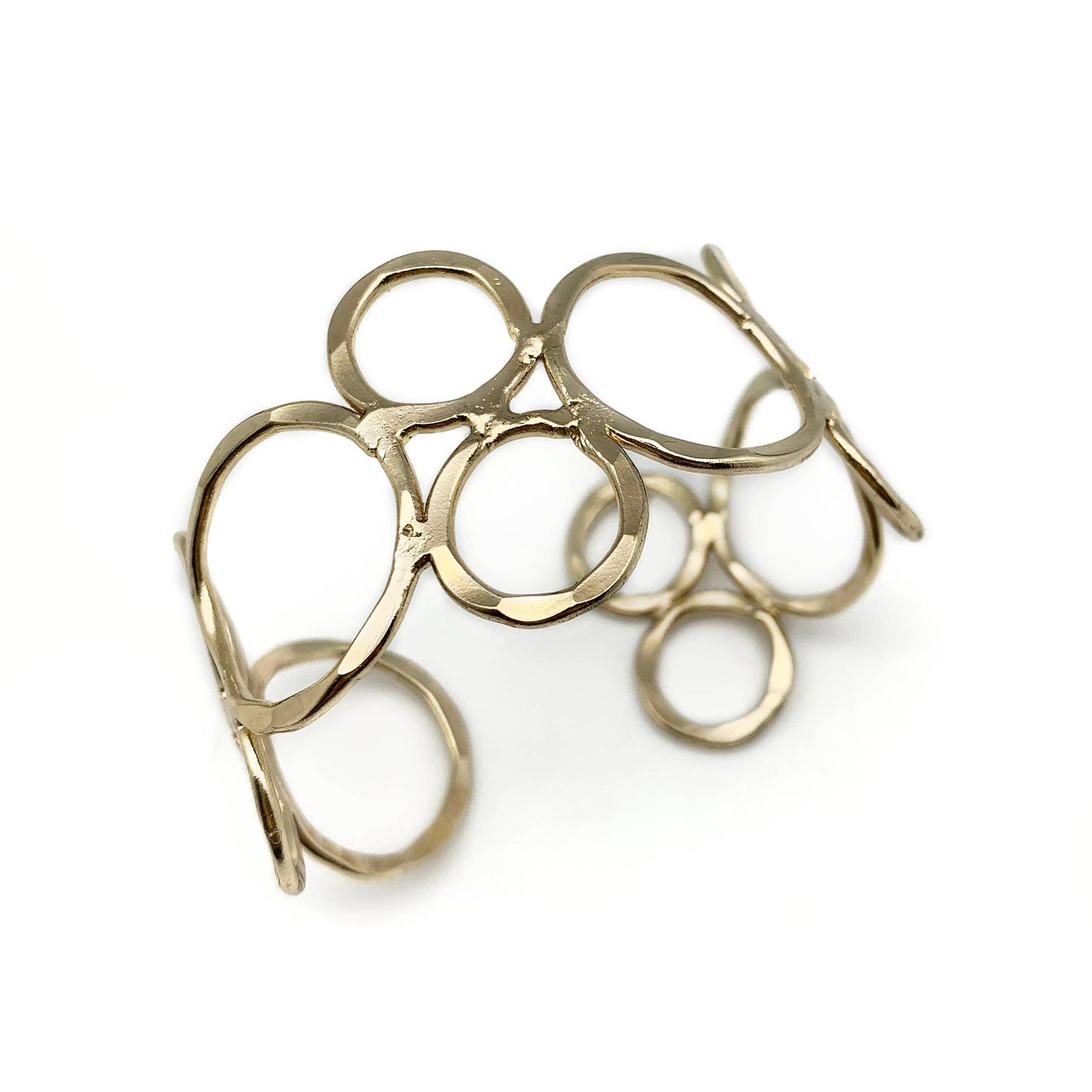 Gold Plated Adjustable Cuff Bracelet - Open Circles