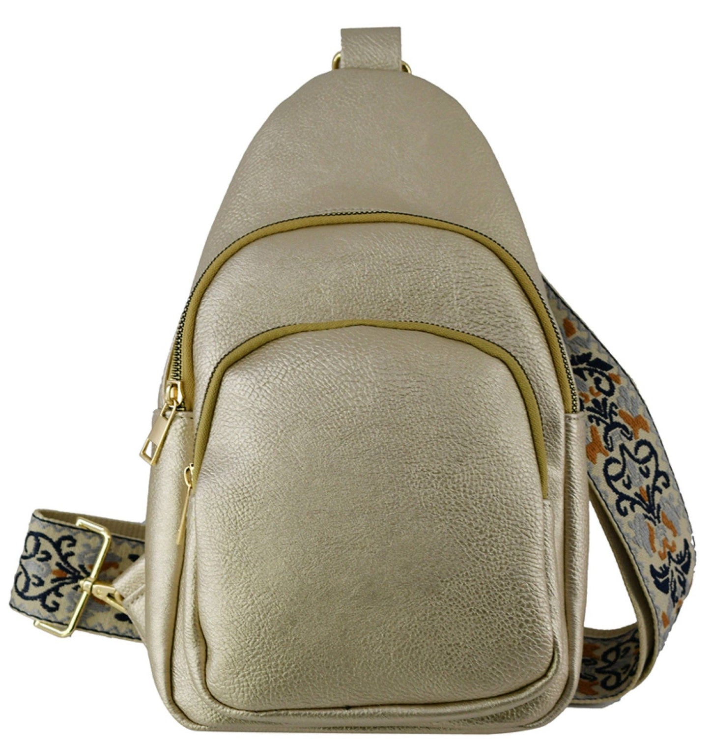 Zipper Crossbody Bag with Boho Strap