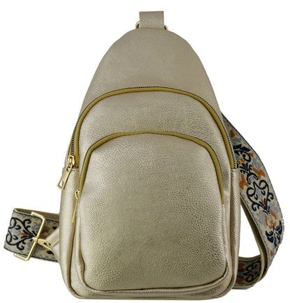 Zipper Crossbody Bag with Boho Strap